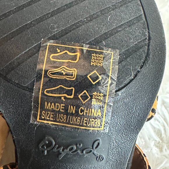 Qupid Animal Print Strappy Stacked Zip-Back Closure Heels Size 8 - Picture 8 of 13